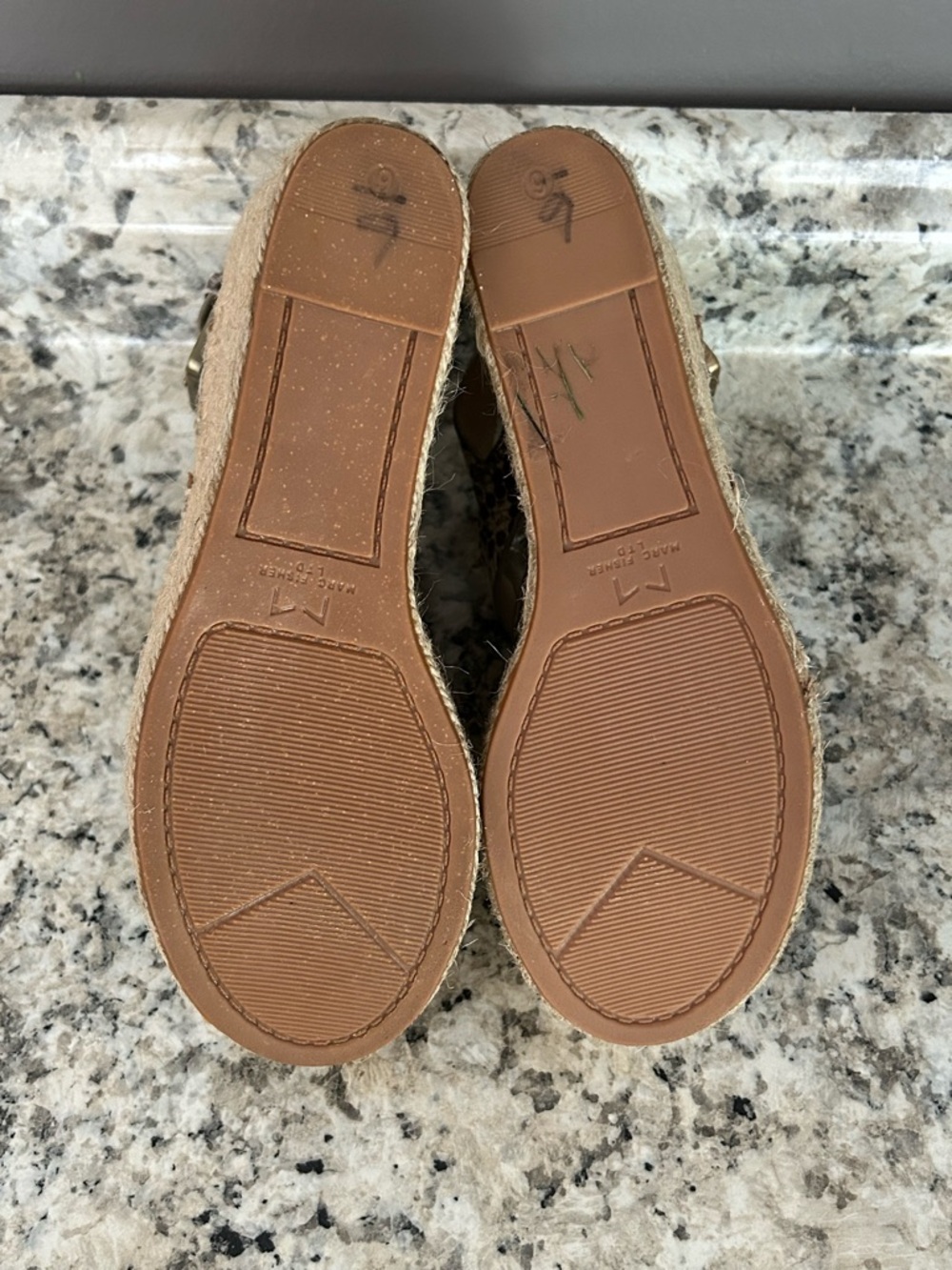 Marc Fisher Platform Espadrille Wedge Leather Snakeskin Sandals Size 6 - Picture 14 of 14